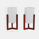 50716-01#Wood,s/2,15"h,cylnder Tripod Tbl Lamps,cherry/wht