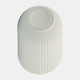 17122-07#Cer, 7"h Ridged Vase, White