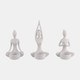 17142-01#S/3, 7"h Resin Yoga Women Tealight Holder, Wt