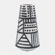 17143#Cer, 8" Eclectic Vase, Black/white