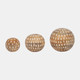 17148#S/3 8/6/5" Mango Wood Decorative Ball, Natural