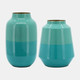 17328-02#Metal 12" Urn Vase, Green
