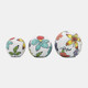 17333#Cer, S/3 4/5/6" Floral Orb, Multi