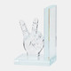 17363#Crystal, S/2 6"h Peace Sign Bookends