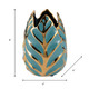 13036-08#Ceramic 8"h Leaf Vase, Turquoise/gold