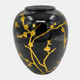 16345-04#Cer 10"h, Jar W/ Gold Decal, Black