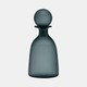 17391-02#Glass, 13"h Vase W/ Lid, Blue/gray