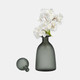 17391-04#Glass, 13"h Vase W/ Lid, Green/smoke