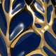 13036-09#Ceramic 8" Leaf Vase, Navy/gold