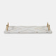 17439-01#Marble, 2"h,tray W/handles,white/gold