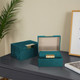 17408#Velvet,s/3 7/8/9"l,jewelry Boxes,teal/gold