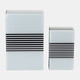 17509-01#Wood, S/2 8/11" Striped Boxes, Black/white