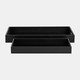 15710#Wood/glass, S/2 14/18"l Reactangular Trays, Black