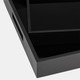 15710#Wood/glass, S/2 14/18"l Reactangular Trays, Black
