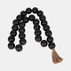 17512-01#Wood, 32x2 Double Beaded Garland W/tassel,blk
