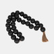 17512-01#Wood, 32x2 Double Beaded Garland W/tassel,blk