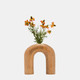17559-01#Wood, 6"h Horseshoe Vase, Brown