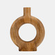 17560-02#Wood, 12"h Donut Shaped Vase, Brown