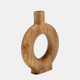17560-02#Wood, 12"h Donut Shaped Vase, Brown
