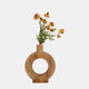 17560-02#Wood, 12"h Donut Shaped Vase, Brown
