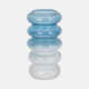 17568-01#Glass, 12"h Accordion Vase, Blue