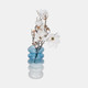 17568-01#Glass, 12"h Accordion Vase, Blue