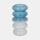 17568-01#Glass, 12"h Accordion Vase, Blue