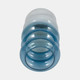17568-01#Glass, 12"h Accordion Vase, Blue