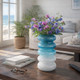 17568-01#Glass, 12"h Accordion Vase, Blue
