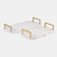 17598#Marble, S/2 15/18"l Accent Trays, White