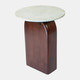 17607-04#Marble/wood,18"dx23"h Round Side Table,walnut/wht 