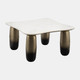 17608-01#Marble/metal, 30"dx16"h Coffee Table, Wht/gld 