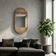 17612#Wood, 34"lx18"w Oval Mirror, Brown