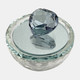 17636-03#Glass, 4"d Trinket Box W/ Heart, Blue