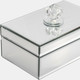 17644#Glass, 8"d Rec Jewelry Box  Flower Top, Clear