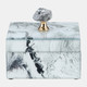 17648#Glass, 6x5" Jewelry Box Silver Top, Gray