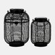 17732#Metal,s/2 9/15"h,round Solar Lantern,black