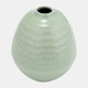 17415-03#Cer,7",stripe Oval Vase,dark Sage