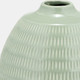 17415-03#Cer,7",stripe Oval Vase,dark Sage