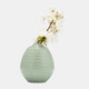 17415-03#Cer,7",stripe Oval Vase,dark Sage