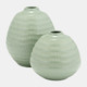 17415-03#Cer,7",stripe Oval Vase,dark Sage