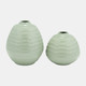 17415-03#Cer,7",stripe Oval Vase,dark Sage