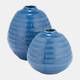 17416-04#Cer,6",stripe Oval Vase,coastal Blue