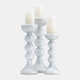 17453-07#Glass, 13"h, Bubbly Candle Holder, Wht Enam