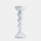 17453-08#Glass, 15"h, Bubbly Candle Holder, Wht Enam