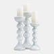 17453-09#Glass, 18"h,  Bubbly Candle Holder, Wht Enam