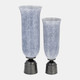 17713-01#16", Glass Vase W/metal Base, Blue 