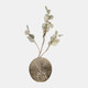 17755-01#Metal, 8" Etched Oval Vase, Champagne