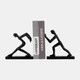17741#Metal,s/2 9"h, Push Hold Figures Bookends,black