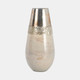 17845-01#Glass, 12" Metallic Vase, Champagne